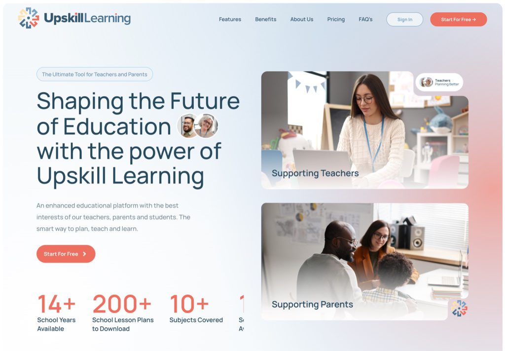 Upskill Learning website, designed and built by Sketch Creative